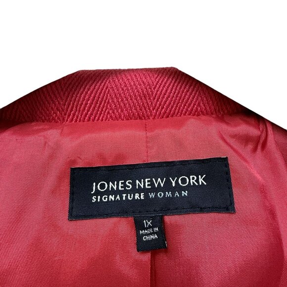 JONES New York Toggle Coat Plus Size 1X Pink Womens Jacket Wool Blend Preppy - Picture 5 of 12